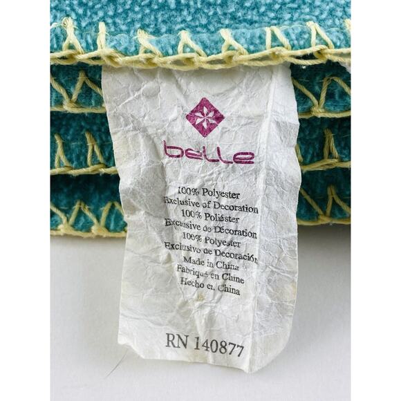 Vintage Belle Yellow Moon Green Turquoise Baby Blanket Security Lovey Fleece HTF - Picture 3 of 6